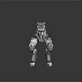 Robotic Character Figure With White And Teal Mechanical Limbs And Armored Body