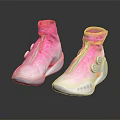 High top Pink Gradient Shoes With White Soles Zipper Closure And Circular Accents Design