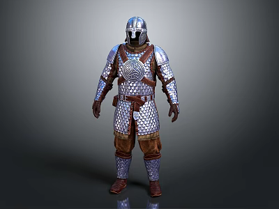 Medieval Weapon Armor Featuring Scaled Metal Plates And Leather Accents 3d model