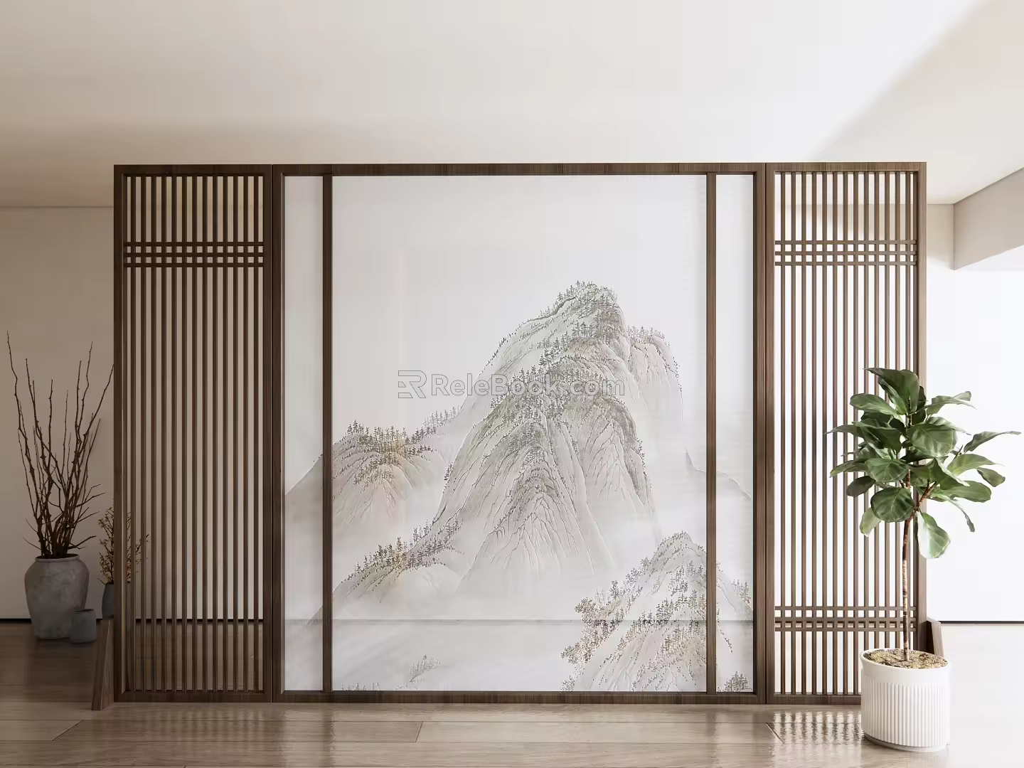 New Chinese Style Screen Partition 3d model