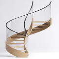 Elegant Modern Spiral Staircase With Glass Railing And Wooden Steps Design