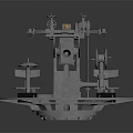 Detailed Military Naval Artillery Gun With Mounted Base And Mechanical Components