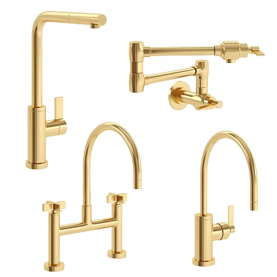 Stylish Gold Faucets With Modern Designs For Kitchen And Bathroom Use 3d model