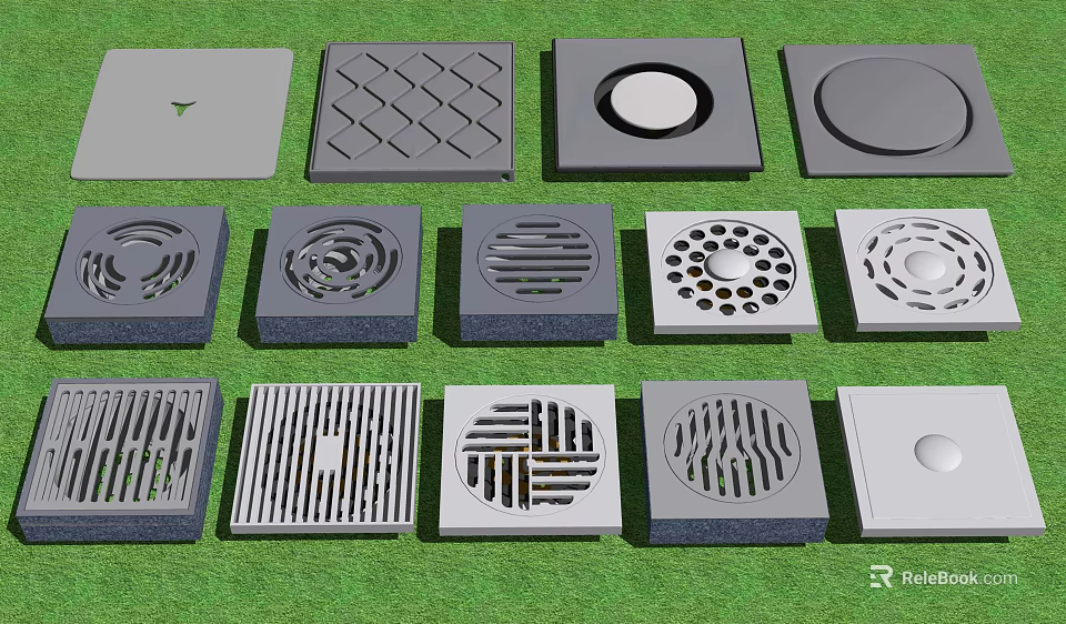 Bathroom Accessories Various Design Floor Drains with Different Patterns for Home 3d model 
