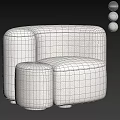 Soft Fabric Accent Chair with Striped Pillow Gray Blanket and Ottoman