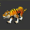 Colorful 3D Tiger Model Featuring Orange Black Stripes And White Paws Detailed Design