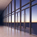 Contemporary Building Exterior Design With Glass Facade Metal Frames And Sunset Sky Reflection