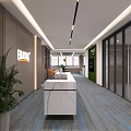 Stylish Modern Marble Office Reception Desk With Brand Logo Wall And Elegant Business Interior Design