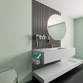 Modern Bathroom Accessories With Wall Mounted White Shelf Toothbrush Holder Electric Toothbrush Comb And Toiletries