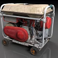 Industrial Portable Generator With Red Engine Silver Frame And Wheels For Heavy Duty Use