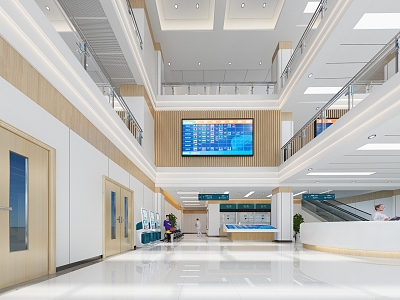 Modern Hospital Hall Hospital Outpatient Hall 3d model