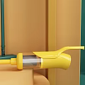 Daily Electrical Cleaning Tools Display On Stand With Green Yellow Arch Background