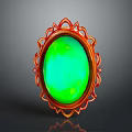 Elegant Green Oval Gemstone Brooch With Red Decorative Frame For Clothing