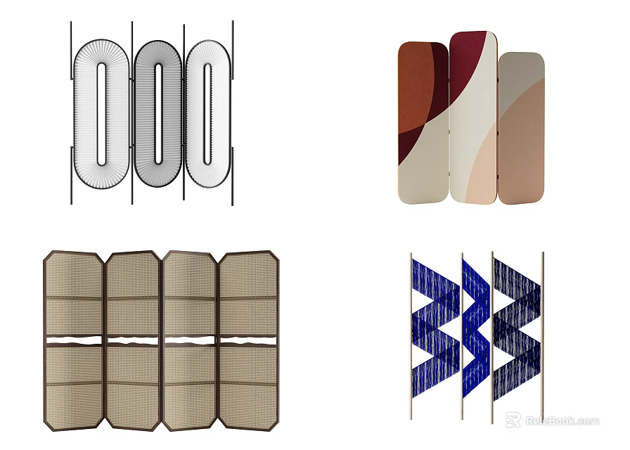 Decorative Room Screens with Various Patterns and Modern Styles for Home Interior 3d model 