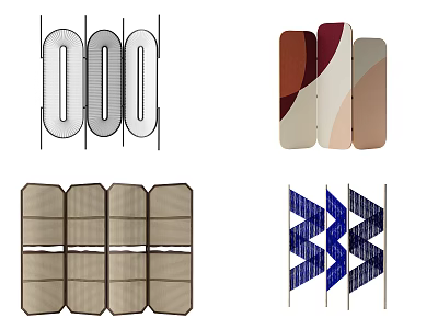 Decorative Room Screens with Various Patterns and Modern Styles for Home Interior 3d model