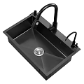 Vegetable basin embedded sink large single sink vegetable basin water purification faucet 3d model