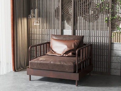 New Chinese-style Single Sofa 3d model