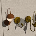 Diverse Design Wall Sconces With Cage Shaped And Round Shade Styles 3d model