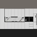 Modern Kitchen Sideboard Design With White Cabinets Marble Countertop And Integrated Appliances