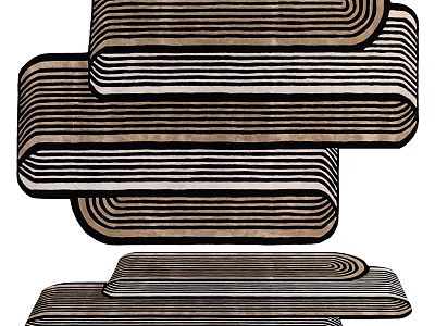 Modern Stylish Rug With Wavy Striped Patterns For Living Room Decor 3d model