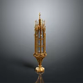 Golden Decorative Tower Ornament With Intricate Brass Structure And Spire Top
