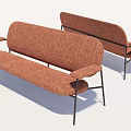 Brown Fabric Multi Seat Sofa With Black Metal Legs And Armrests Modern Design