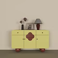 Modern cream style end view cabinet combination 3d model
