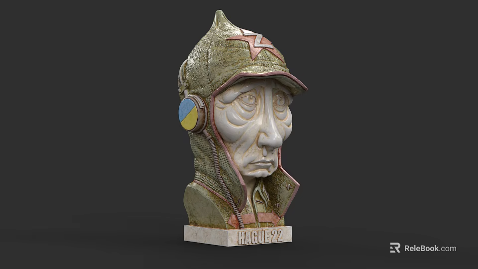 Game and Movie Character Sculpture with Hat Red Star Blue Yellow Badge and Base 1940-1999 3d model 