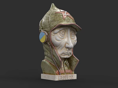 Game and Movie Character Sculpture with Hat Red Star Blue Yellow Badge and Base 1940-1999 3d model