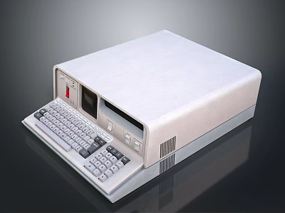 Retro Vintage Electronic Device With Keyboard Screen Control Buttons And White Exterior 3d model
