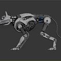 Silver Mechanical Cat With Blue Eyes Metallic Structure And Futuristic Joint Lights
