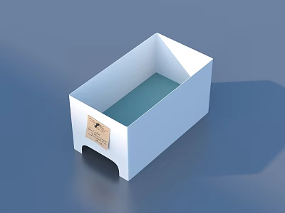 Household Storage Box With White Exterior Light Blue Interior Side Label And Bottom Arched Opening 3d model