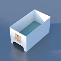 Household Storage Box With White Exterior Light Blue Interior Side Label And Bottom Arched Opening