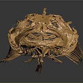 Highly Detailed Golden Fish Skeleton Showing Organ Structure And Bone Features