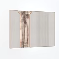 Modern Chinese Style Bedroom Accent Wall With Vertical Stripes And Mountain Painting
