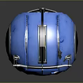 Blue Spherical Space Probe With Metallic Frame For Cosmic Exploration