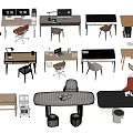 Desk Writing Desk and Chair Combination Office Desk and Chair Computer Desk 3d model
