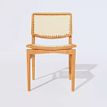 Minimalist Dining Chair With Wooden Frame And Woven Seat Design