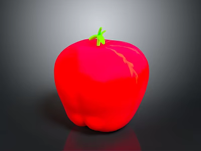 Fresh Shiny Red Apple with Green Leaf on Smooth Dark Background 3d model