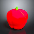 Fresh Shiny Red Apple with Green Leaf on Smooth Dark Background
