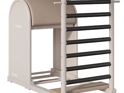 Pilates Reformer Home Gym Equipment With Beige Frame Black Resistance Bars And Sliding Bed 3d model