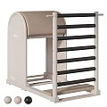 Pilates Reformer Home Gym Equipment With Beige Frame Black Resistance Bars And Sliding Bed