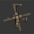 Vintage Military Airplane With Red Lights Weapon Mounts And Dark Background