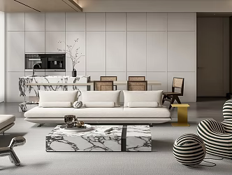 Middle Ancient Style Modern Minimalist Style Living Room Guest Dining Room 3d model