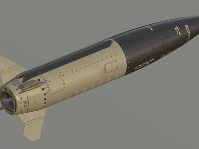 Military Missile 3D Rendered Model With Detailed Surface Fins And Black Gray Finish 3d model