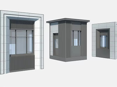 Modern Building Entrance Structures With Gray White Wall Panels And Windows 3d model