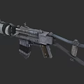 Military Style Assault Rifle With Metallic Finish Wooden Stock And Magazine