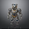 Mechanical Bear Robot Design With Silver Blue Orange Armor And Metal Features 3d model