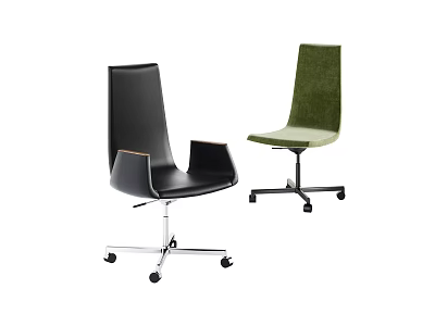 Modern Office Chairs With Black And Green Design And Swivel Wheels 3d model