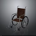 Ergonomic Mobility Wheelchair With Metal Frame Brown Padded Seat And Large Spoked Wheels